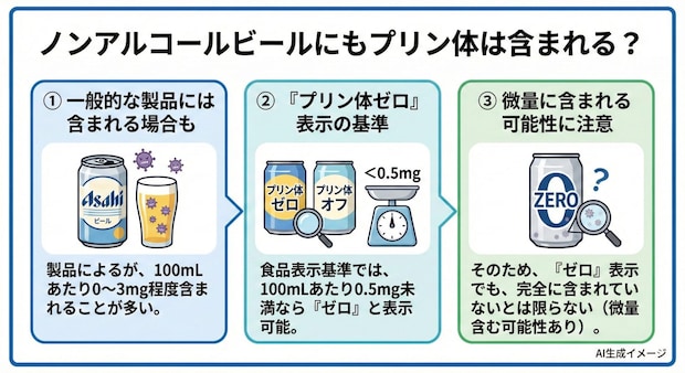ノンアルコールにもプリン体は含まれている？