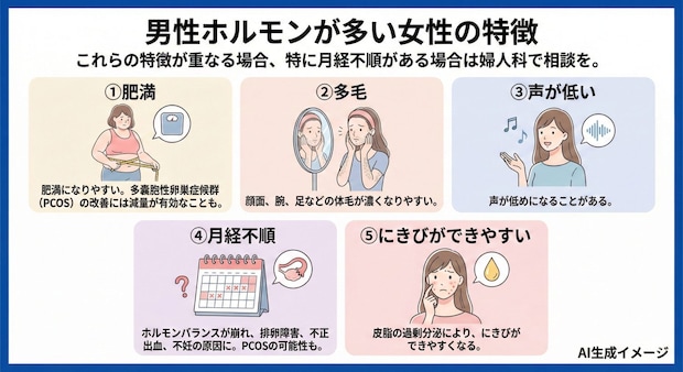 男性ホルモンが多い女性の特徴