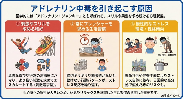 アドレナリン中毒を引き起こす原因
