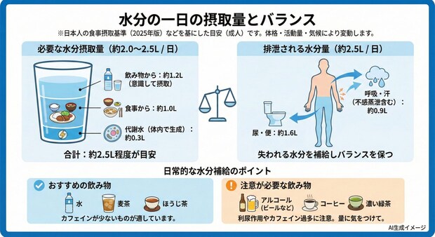 水分の一日の摂取量目安