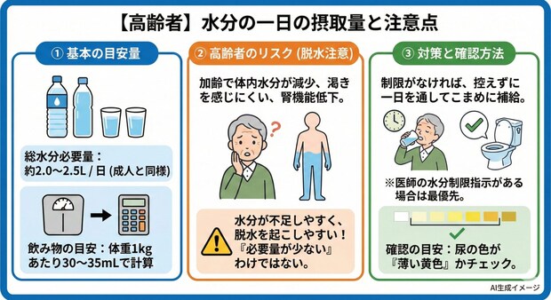 【高齢者】水分の一日の摂取量
