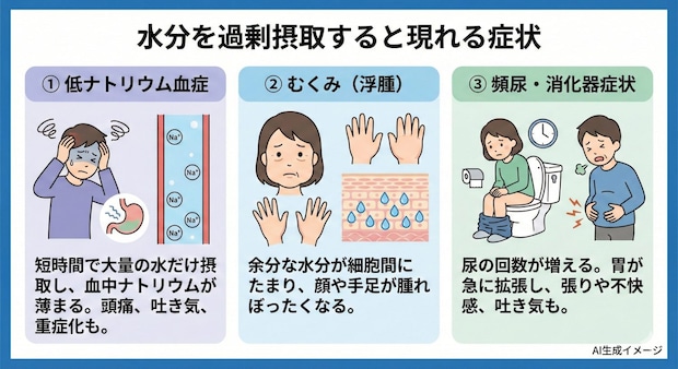 水分を過剰摂取すると現れる症状