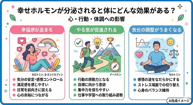 幸せホルモンが分泌されると体にどんな効果がある？
