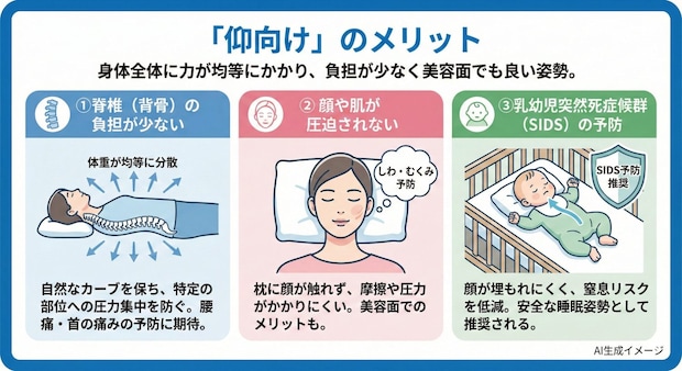「仰向け」のメリット