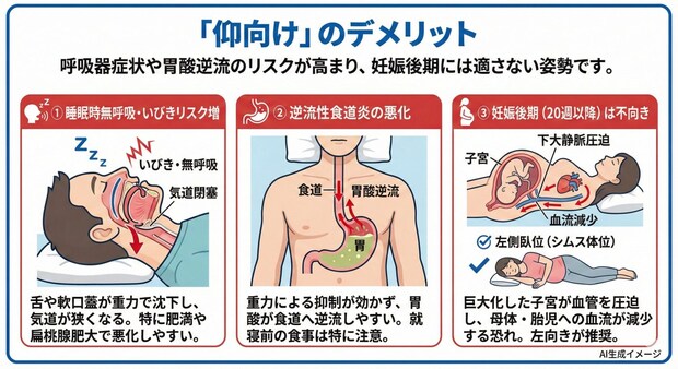 「仰向け」のデメリット
