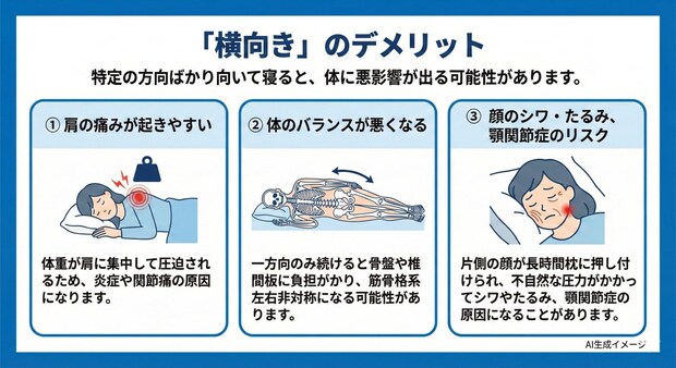 「横向き」のデメリット