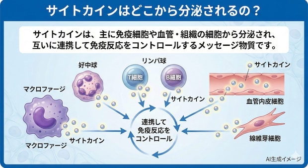 サイトカインはどこから分泌されるの？