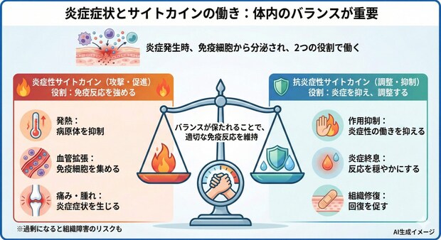 炎症症状があるとサイトカインはどんな働きをする？