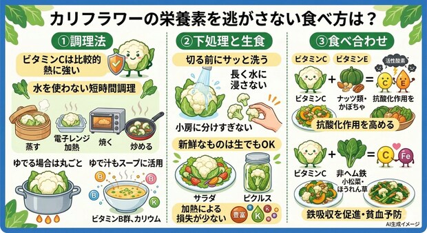 カリフラワーの栄養素を逃がさない食べ方は？
