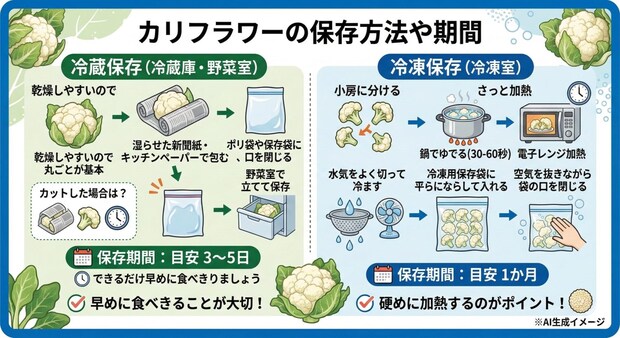 カリフラワーの保存方法