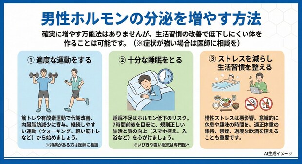 男性ホルモンの分泌を増やす方法
