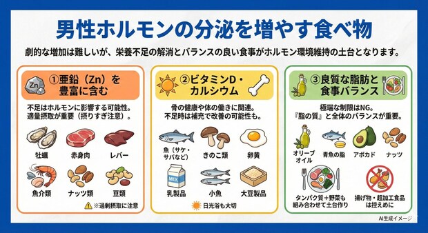 男性ホルモンの分泌を増やす食べ物