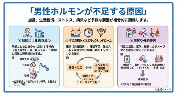 男性ホルモンが不足する原因