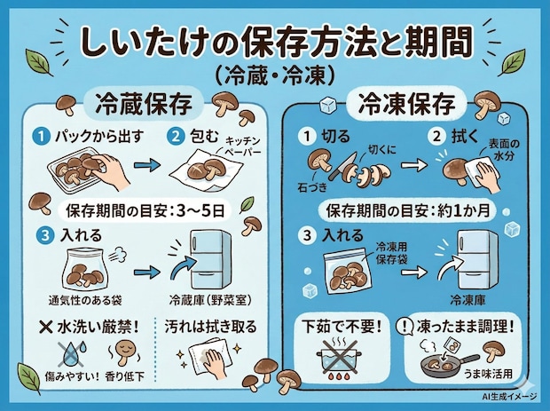 しいたけの保存方法