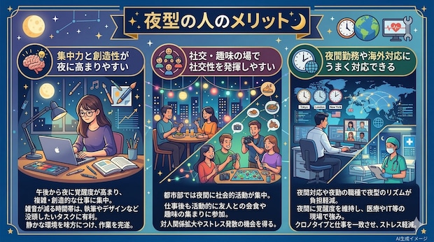 夜型の人のメリット