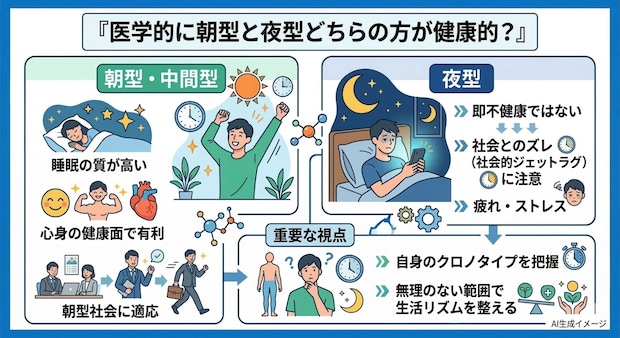 医学的に朝型と夜型どちらの方が健康的？