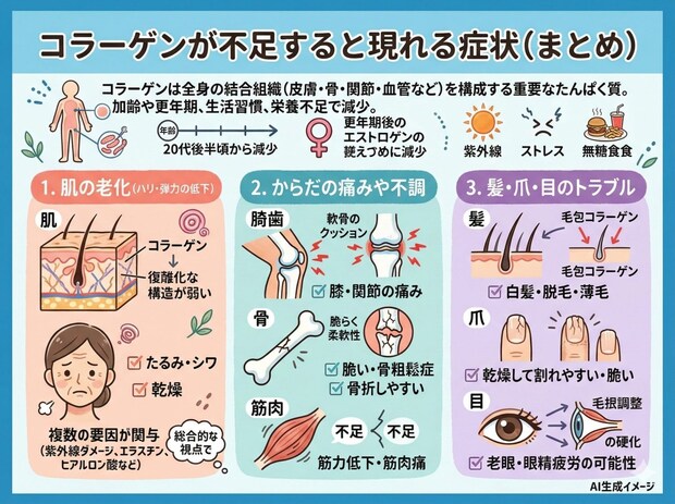 コラーゲンが不足すると現れる症状