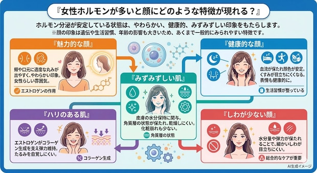 女性ホルモンが多いと顔にどのような特徴が現れる？