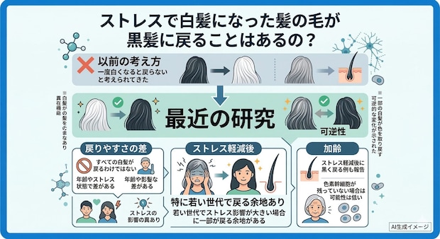 ストレスで白髪になった髪の毛が黒髪に戻ることはあるの？