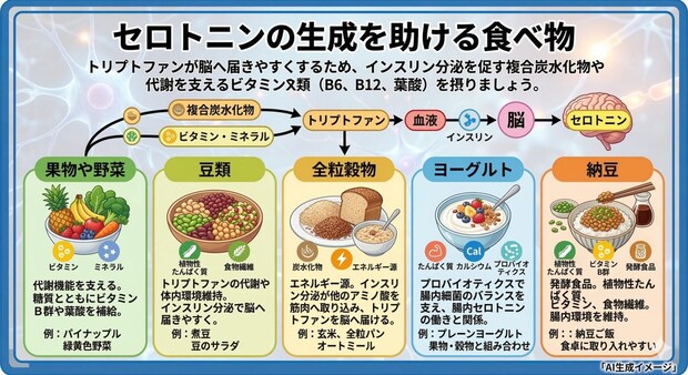 セロトニンの生成を助ける食べ物