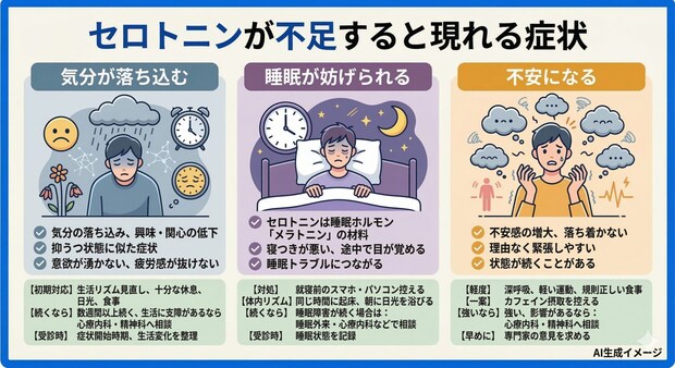 セロトニンが不足すると現れる症状