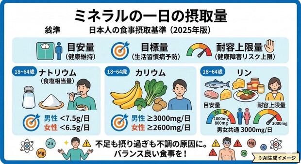 ミネラルの一日の摂取量