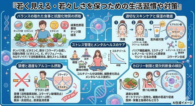 若く見える・若々しさを保つための生活習慣や対策