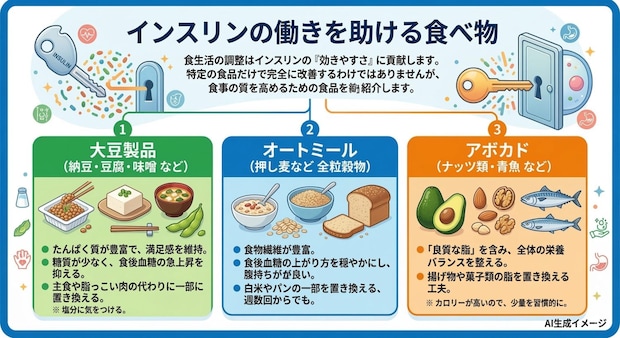 インスリンの働きを助ける食べ物
