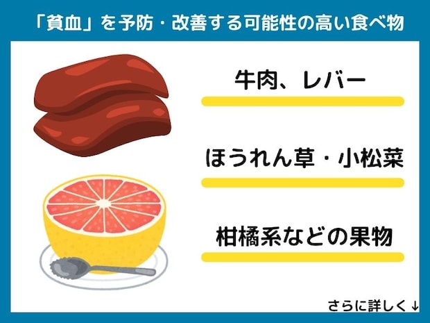 貧血を予防・改善する可能性の高い食べ物