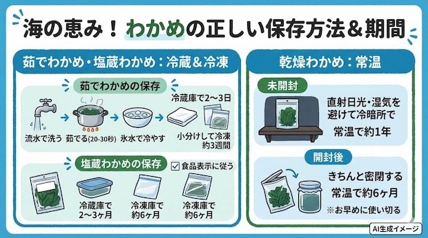 わかめの保存方法や期間