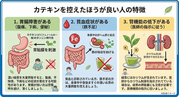 カテキンを控えたほうが良い人の特徴