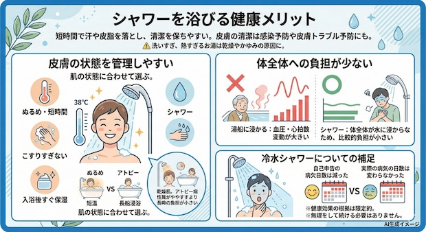 シャワーを浴びる健康メリット