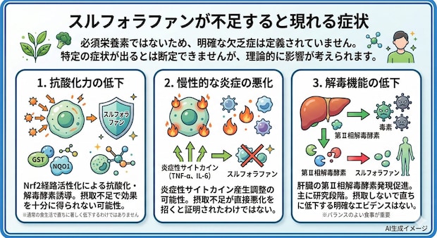スルフォラファンが不足すると現れる症状