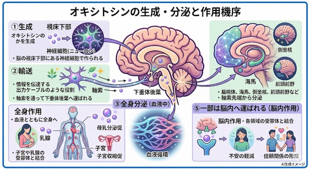 オキシトシンはどこから分泌されるの？