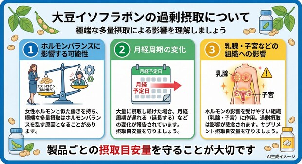 大豆イソフラボンを過剰摂取すると現れる症状