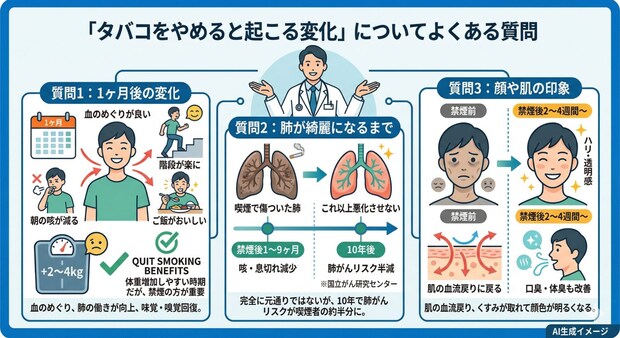 「タバコをやめると起こる変化」についてよくある質問
