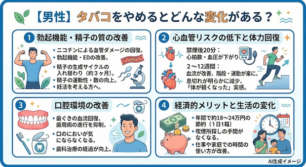 【男性】タバコをやめるとどんな変化がある?