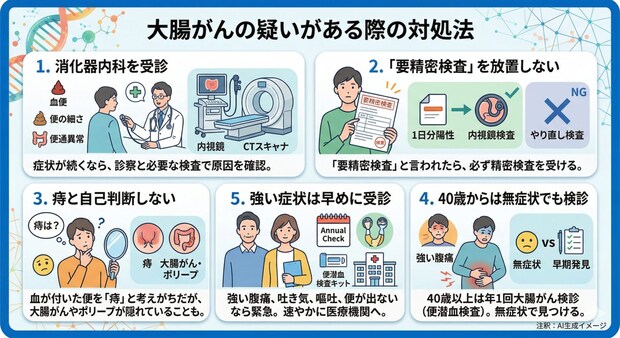 大腸がんの疑いがある際の対処法