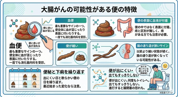 大腸がんを発症すると便にどんな特徴が現れる？