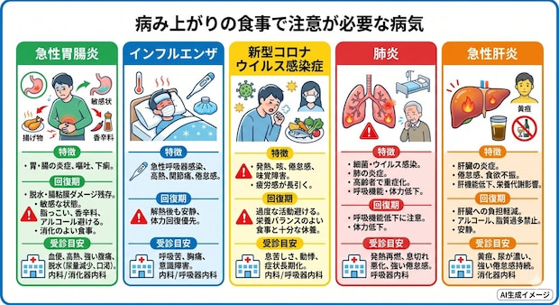 病み上がりの食事で注意が必要な病気