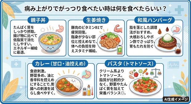 病み上がりでがっつり食べたい時は何を食べたらいい？