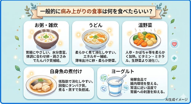 一般的に病み上がりの食事は何を食べたらいい?