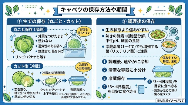 キャベツの保存方法や期間