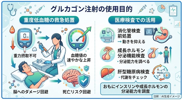 グルカゴン注射はどんな目的で使用される？