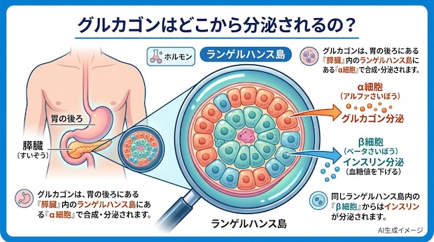 グルカゴンはどこから分泌されるの？