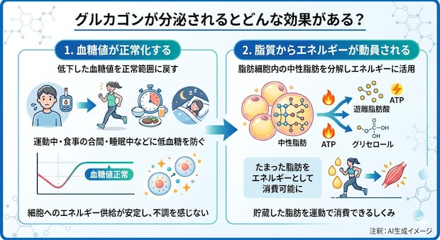 グルカゴンが分泌されるとどんな効果がある？