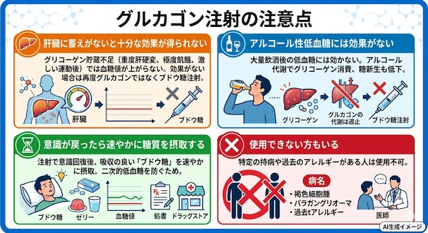 グルカゴン注射の注意点