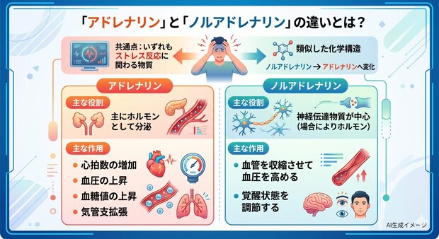 「アドレナリン」と「ノルアドレナリン」の違いとは?