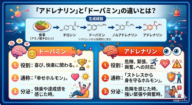 「アドレナリン」と「ドーパミン」の違いとは?