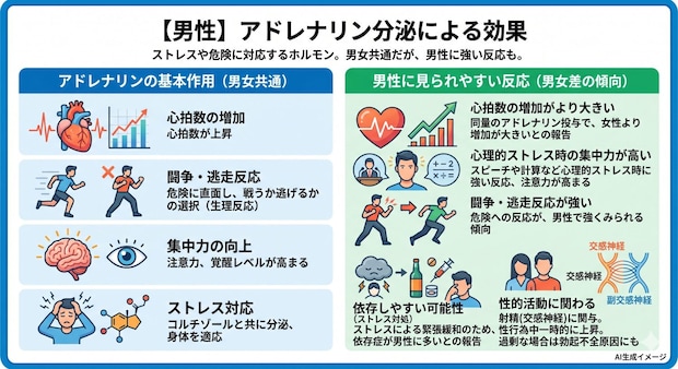 【男性】アドレナリンが分泌されるとどんな効果がある?
